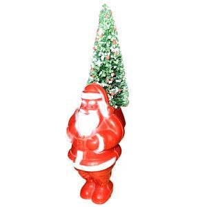 4- 7" Vintage Kitsch Christmas Celluloid Plastic Santa Claus W/Tree in His Bag